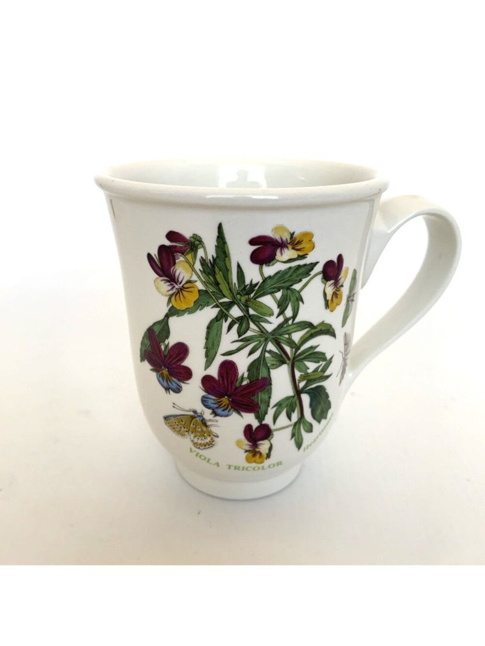 Portmeirion Botanic Garden Viola Tricolor Pansy Butterfly Tall Mug Cup 4.25"
